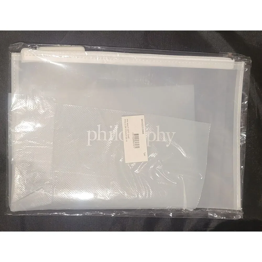 PHILOSOPHY Toiletry Cosmetic Makeup Travel Bag With Zipper Waterproof CLEAR NEW - Picture 4 of 4